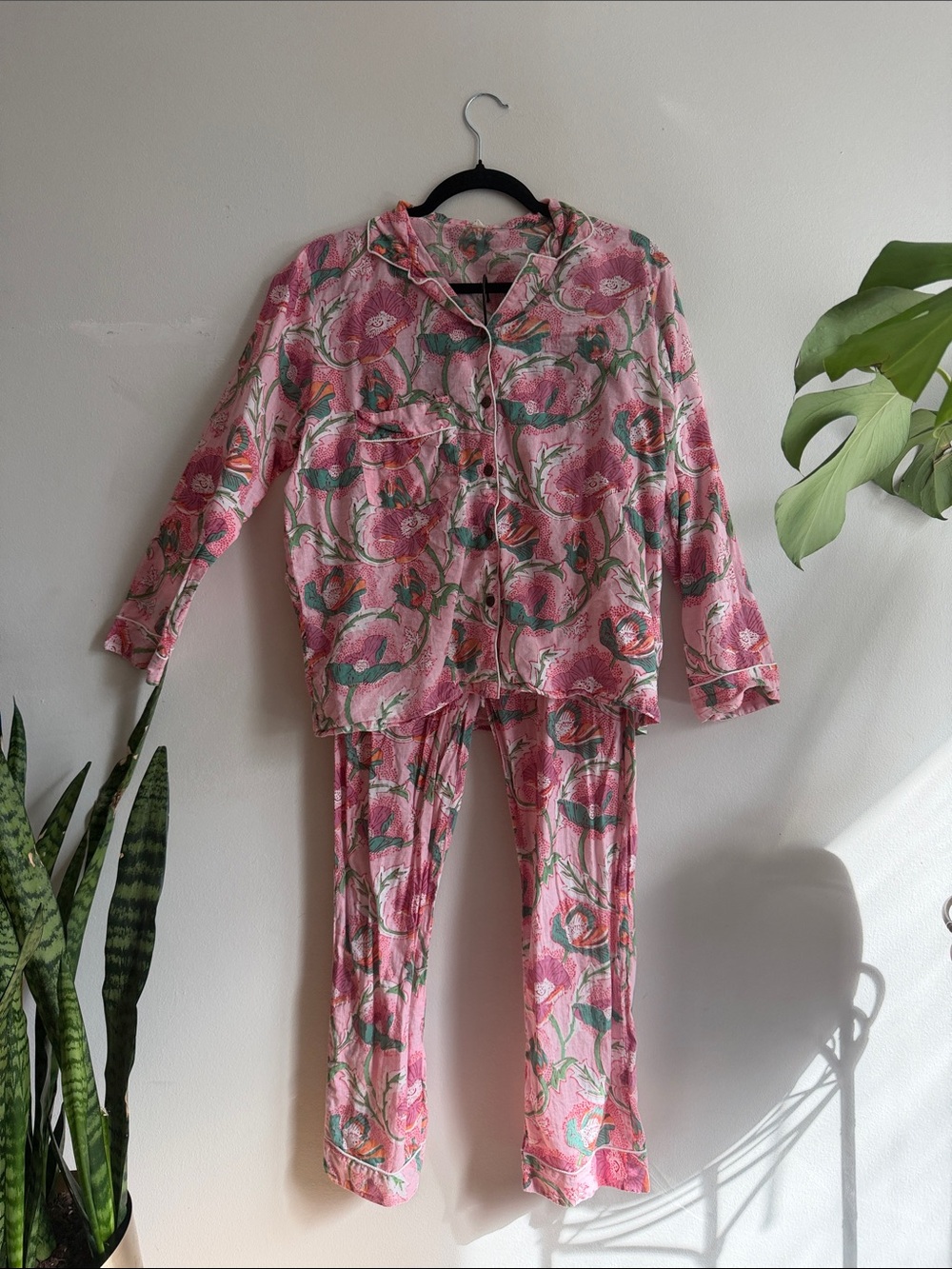 Floral Pink Cotton Pajama Set